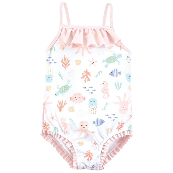 slide 1 of 1, Hudson Baby Girls Toddler Swimsuit, Pastel Sea 2T - Pastel Sea Toddler