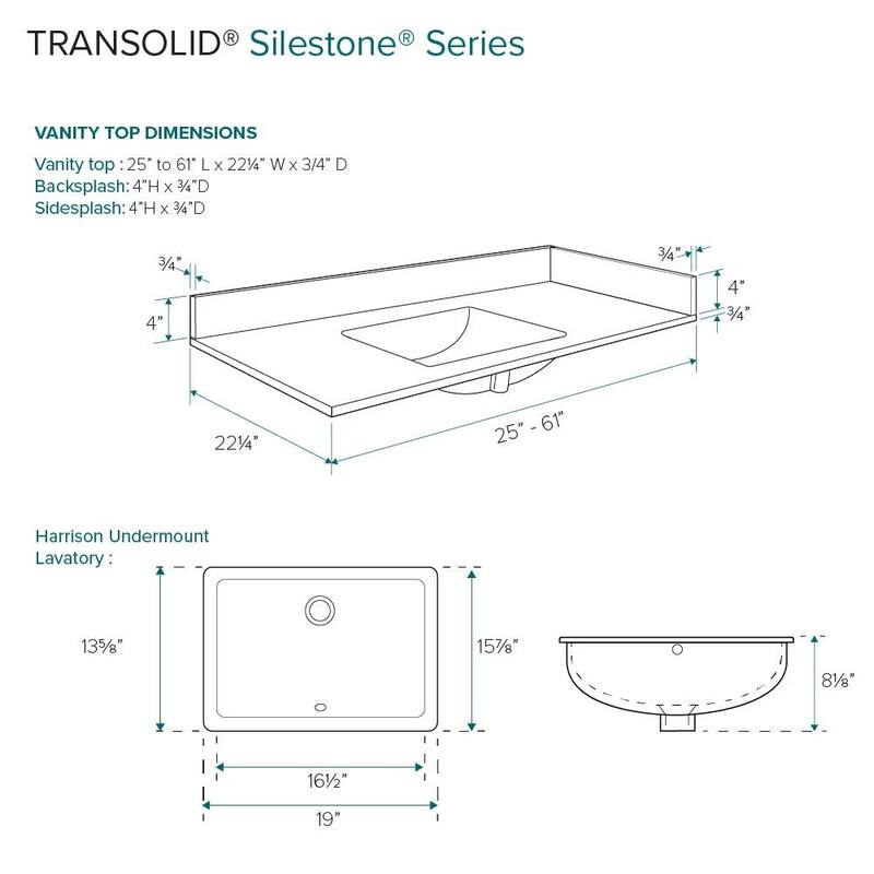 Transolid VT37x22-1RU-1 Silestone 37" Quartz Vanity Top with