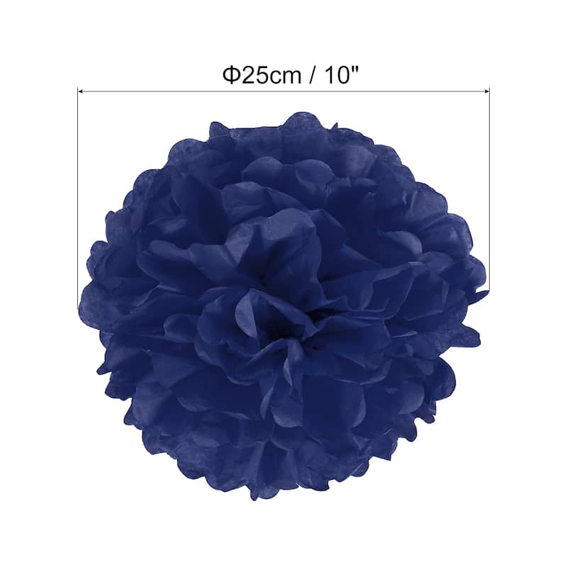 18Pcs 10" Tissue Pom Poms Paper Flowers Ball Party Wedding Decor - Navy Blue