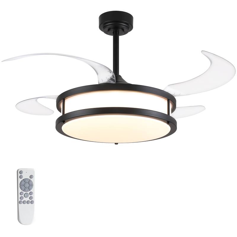48" Modern Retractable Dimmable LED Chandelier Ceiling Fan with Lights and Remote