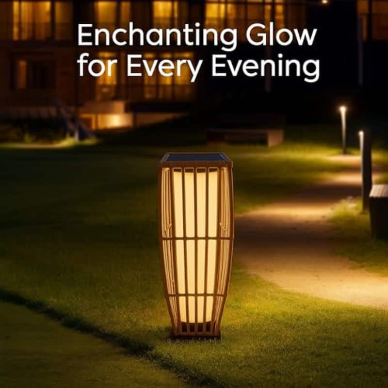 Aria Home Solar Floor Lantern Outdoor Wicker Lamp Rattan Patio Light