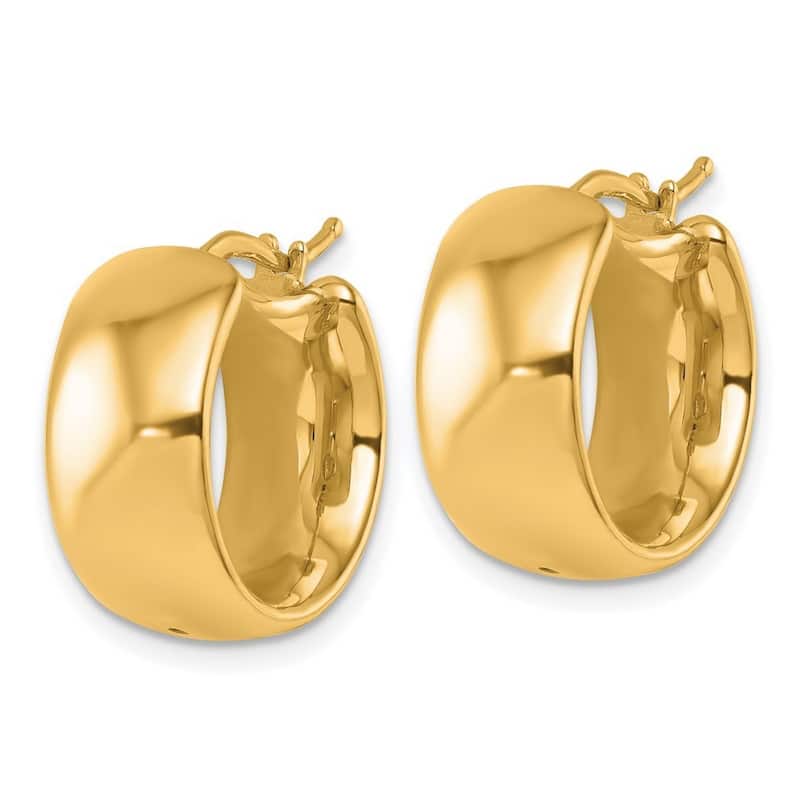 Curata 18k Italian Yellow Gold 20x8mm Chunky Wide Polished Hoop Earrings - 8x20mm