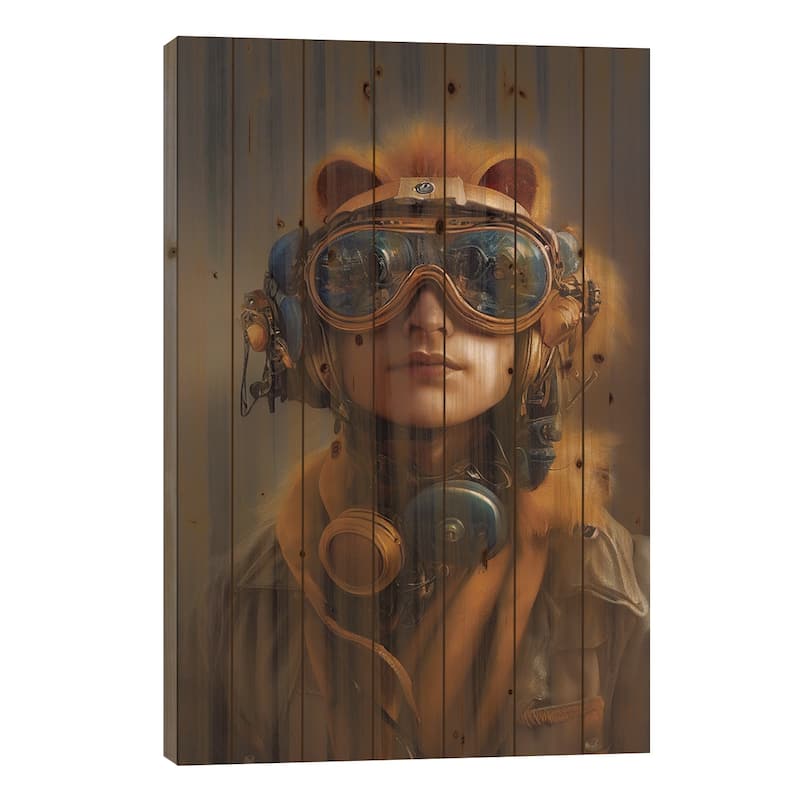 Futuristic Girl II Print On Wood by Durro Art - Multi-Color - 26x18x1.5