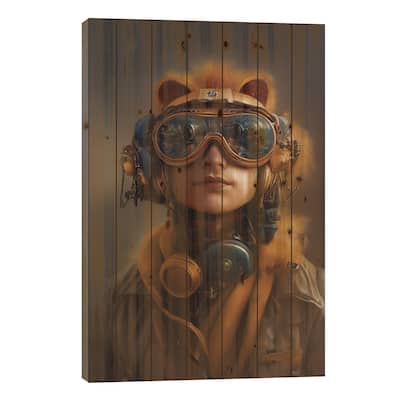 Futuristic Girl II Print On Wood by Durro Art - Multi-Color