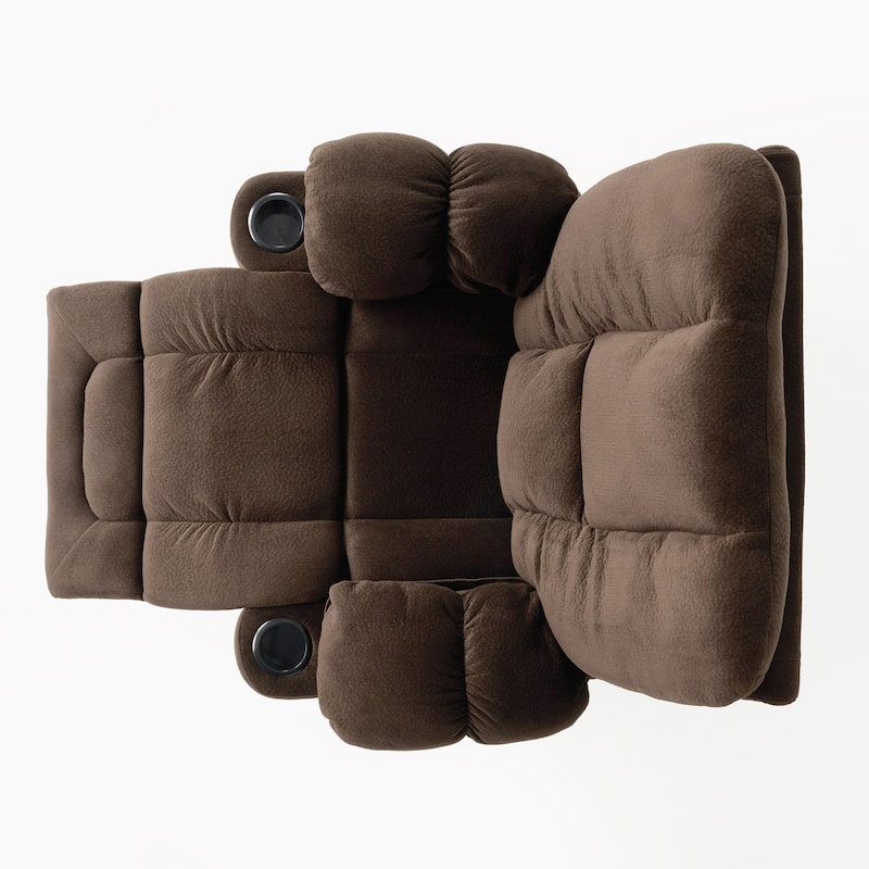 Elegant Fabric Manual Recliner with Dual Cup Holders and Generous Dimensions for Maximum Comfort