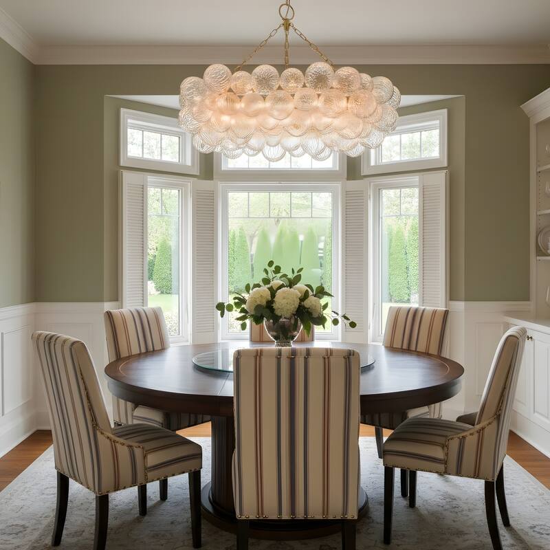 Gold Bubble Ball Chandelier, LED Pendant Light with Glass Globes