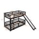 preview thumbnail 20 of 42, Twin Over Twin Bunk Bed with Removable Floor Bed and Bottom Guardrails, Fun Kids Loft Bed Frame with Ladder and Slide