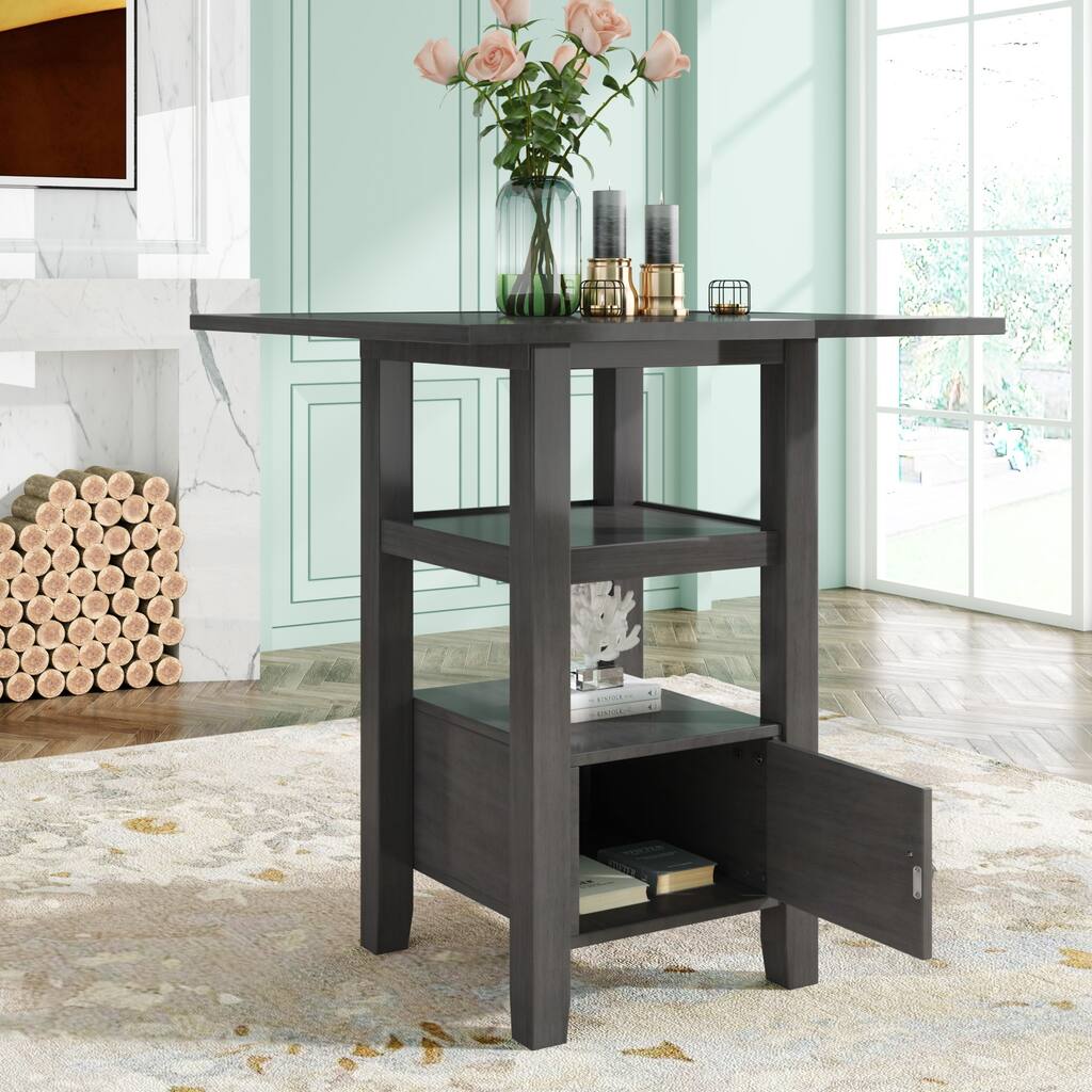 BOSCARE Counter Height Wood Kitchen Dining Table Set with Storage ...