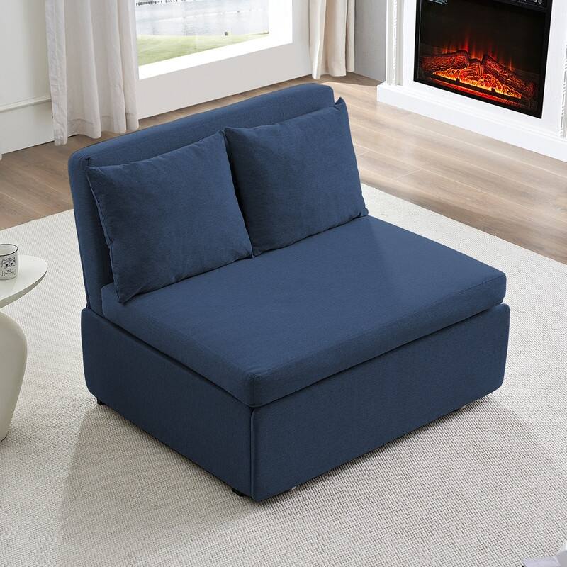 Mixoy Full Size Queen Size Sofa Bed,2 in 1 Convertible Linen 1-Seater/Loveseat Sleeper Sofa Couch with Cushions