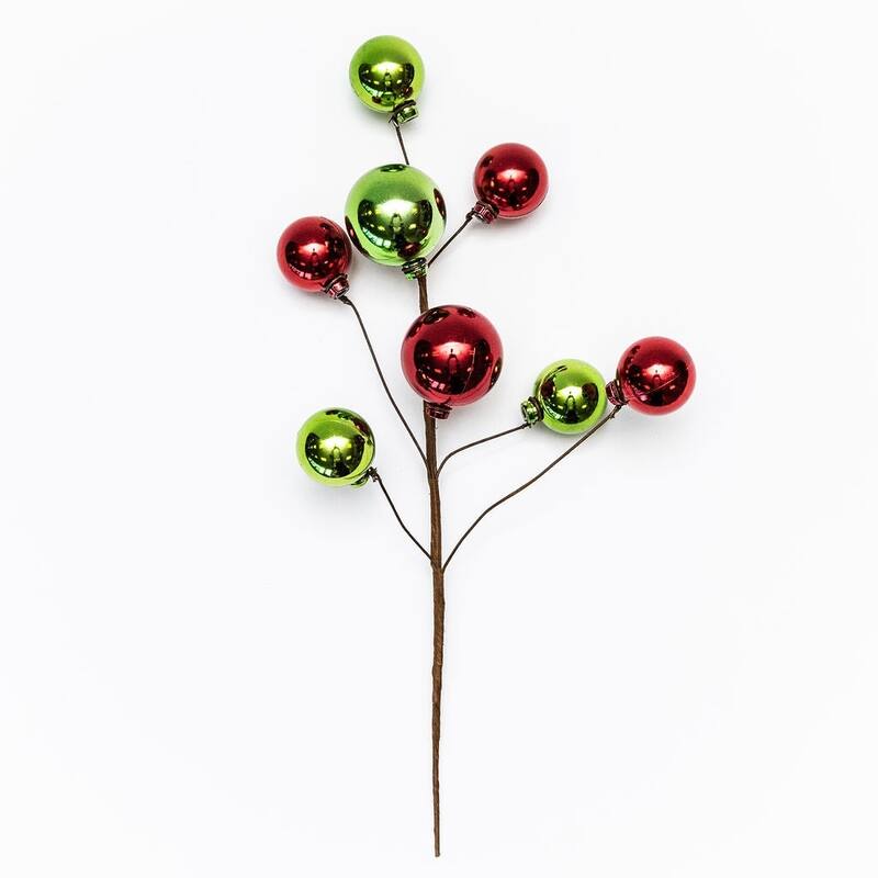 Green And Red Ball Ornaments Pick