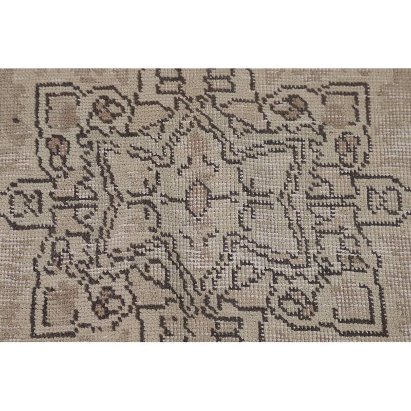 Geometric Distressed Tabriz Persian Vintage Rug Handmade Wool Carpet - 6'4"x 9'2"