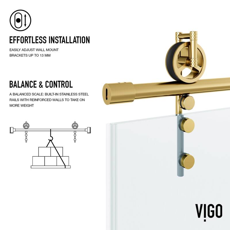 VIGO Hamilton 56" to 60" W x 68" H Frameless Sliding Tub Door
