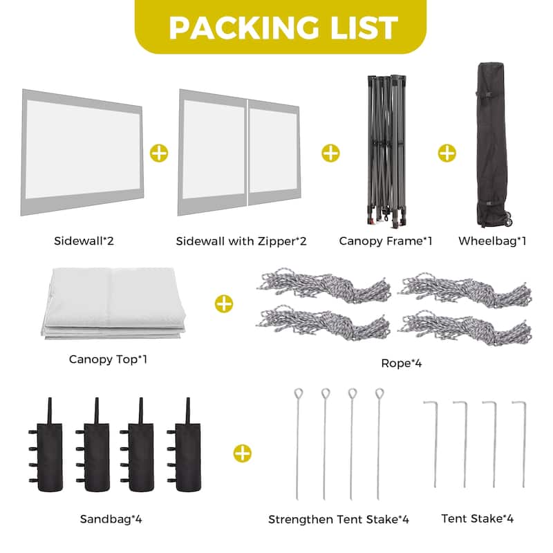 Ainfox 12x12FT Pop Up Canopy Tent with One Push Setup, Gazebo with 4 PVC Transparent Sidewalls