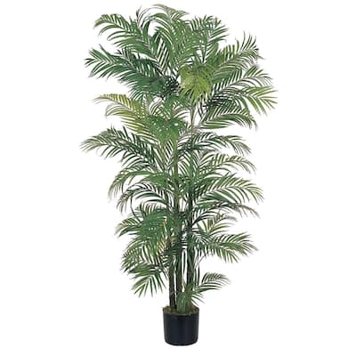 Modern Silk Palm Tree 6Ft - Realistic Artificial Palm Tree for Home Office Decor - Lush Greenery - 6ft.