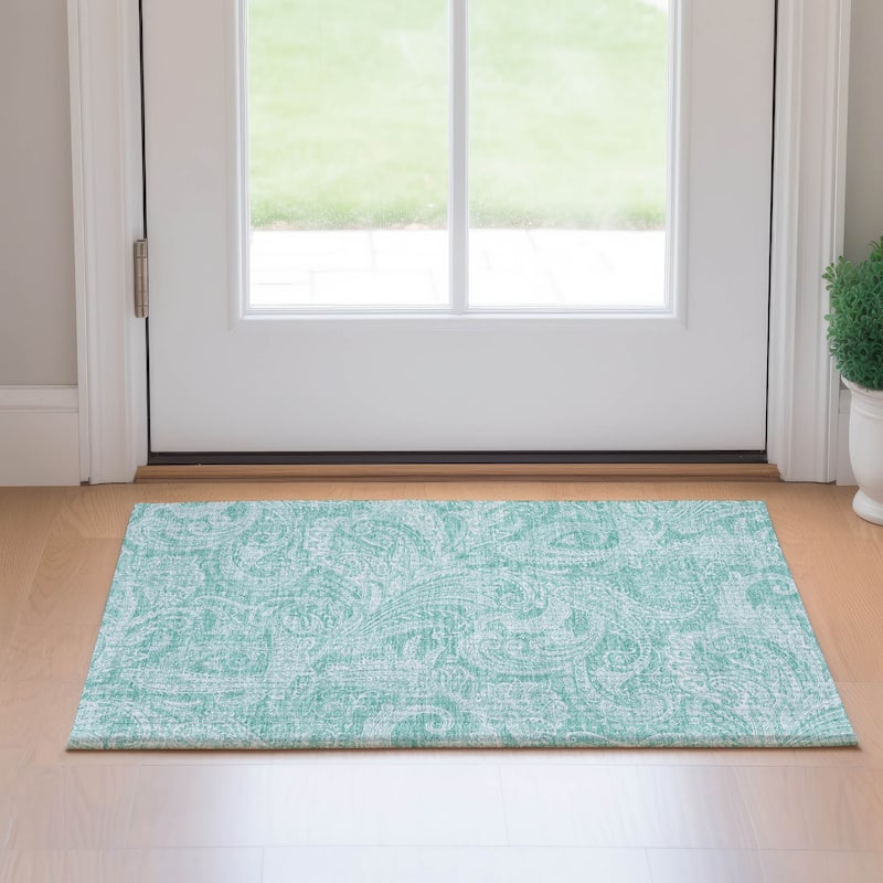 Premium Washable Super Soft Traditional Paisley Mayfield Rug - Teal - 1' 8" x 2' 6" - Rectangle
