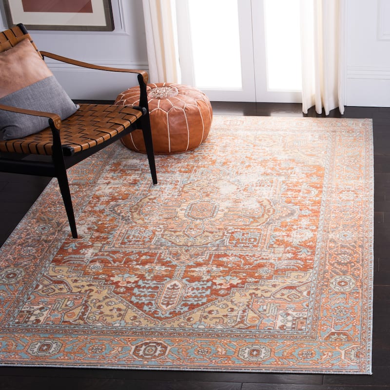 SAFAVIEH Aria Vasya Vintage Oriental Medallion Rug - 6' x 9' - Rust/Taupe
