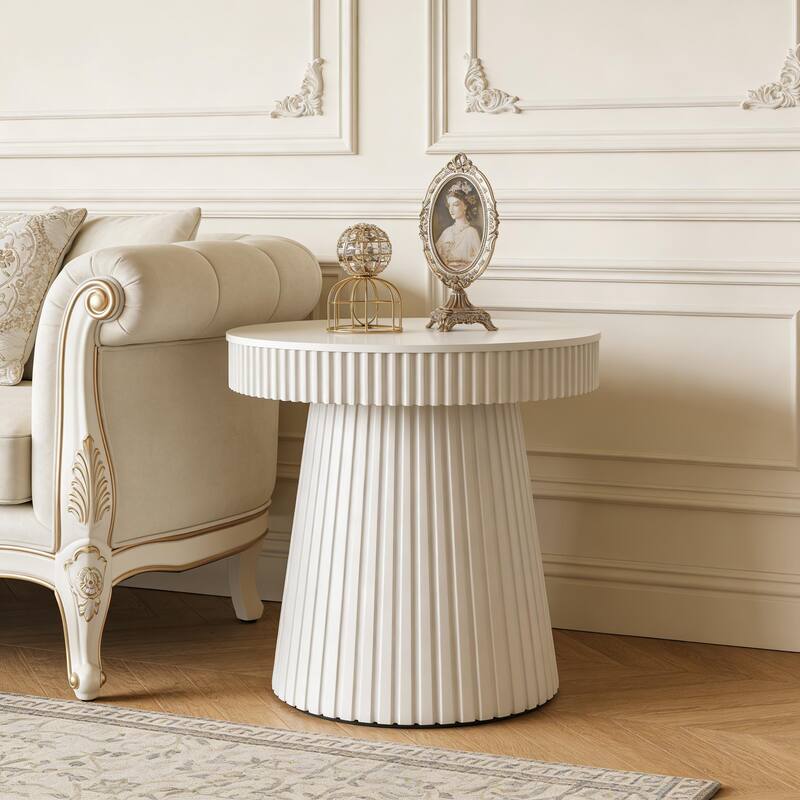 31.5 Inches Modern End Table, Round Accent Side Table, Small Dining Table, Nightstand & Bedside Table for Living Room, Bedroom