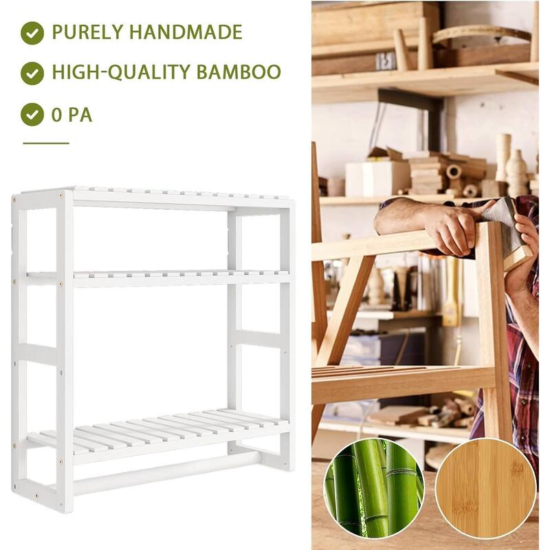 Bamboo Floating Shelves Bathroom Storage 3-Tier