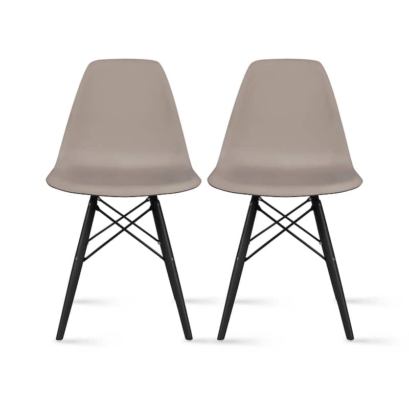 Plastic Eiffel Chairs Solid Wood Legs Molded Modern Armless Side Dining For Kitchen Work Office - Grey
