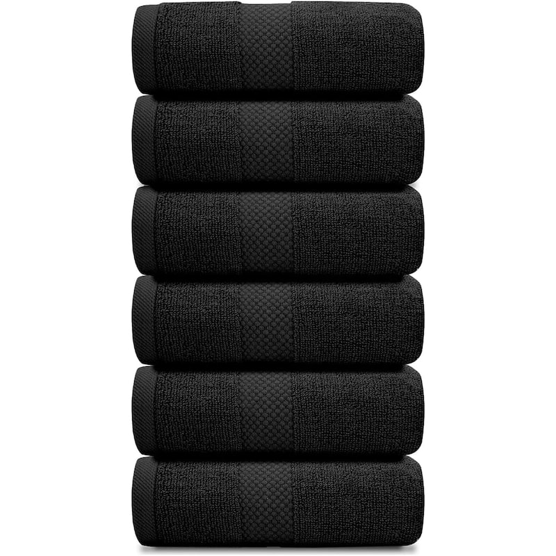 White Classic Luxury Cotton Hand Towel 16x30 - Set of 6