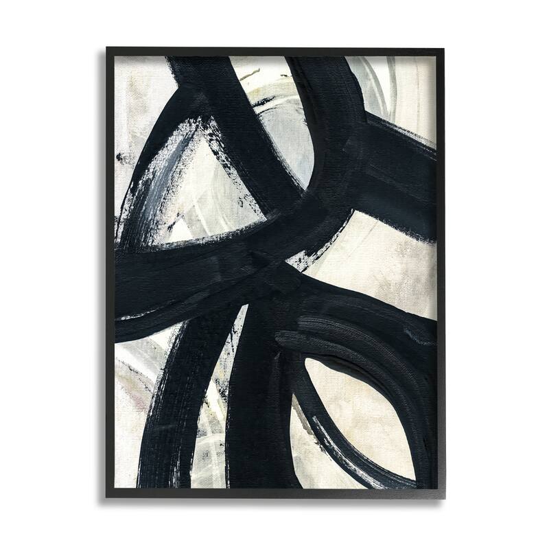 Stupell Dynamic Modern Black Paint Strokes Bold Abstract Framed Wall Art, Design by Susan Jill - 16 x 20 - Black