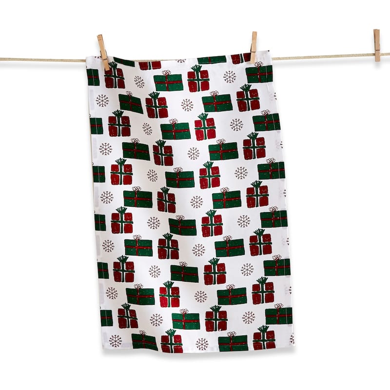 Presents Cracker Dishtowel Set Multicolor Cotton Kitchen Towels Everyday Use Machine Wash 26x18 Inches