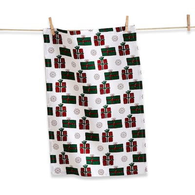 Presents Cracker Dishtowel Set Multicolor Cotton Kitchen Towels Everyday Use Machine Wash 26x18 Inches