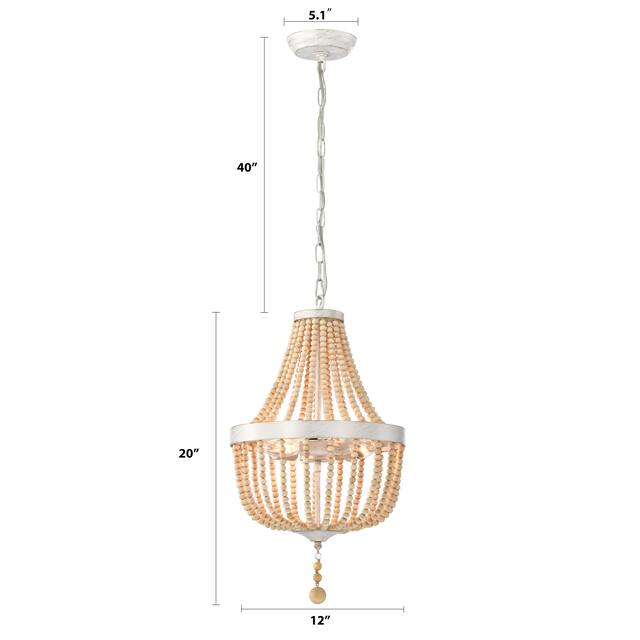 Wood Bead Chandelier 3-Light Wood Bead Light Boho Pendant Light