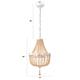 Wood Bead Chandelier 3-Light Wood Bead Light Boho Pendant Light