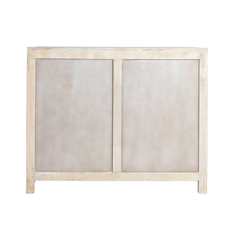 Mango Wood and Cane 2-Door Cabinet with 2 Shelves