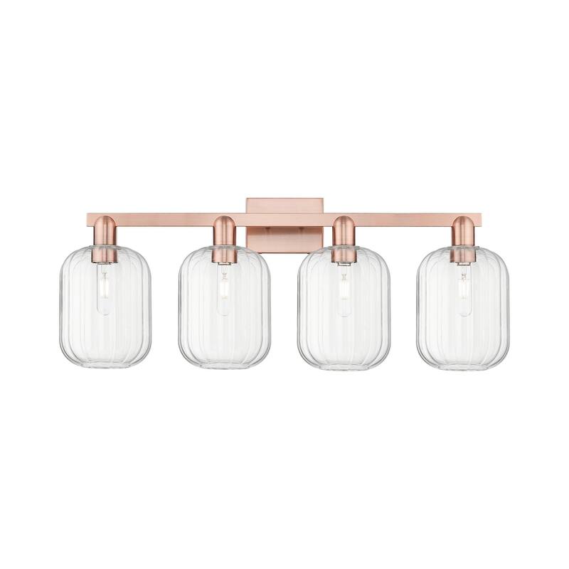 Innovations Lighting 716-4W-14-36 Preston Vanity Cylinder Preston 4 - Antique Copper / Clear