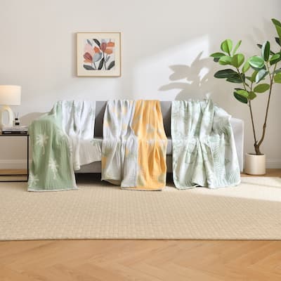 Vintage Cotton Muslin Throw Blanket, Reversible, Breathable for Indoor/Outdoor Use, Picnics, Bedding, or Chair Cover