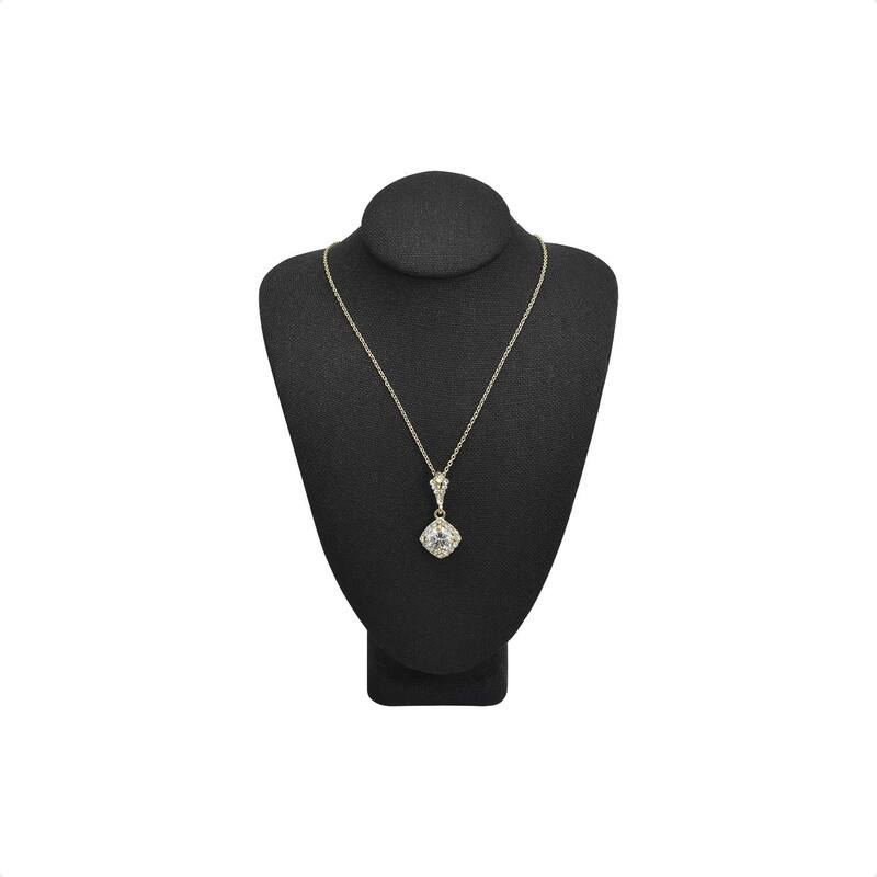 Small Linen Covered Wood Jewelry Display Necklace Chain Jewelry Bust Display Holder Stand - S - Black