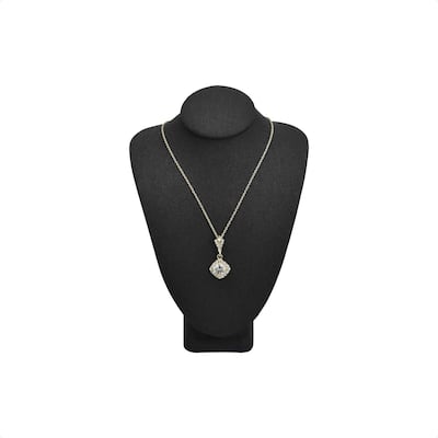 Small Linen Covered Wood Jewelry Display Necklace Chain Jewelry Bust Display Holder Stand - S