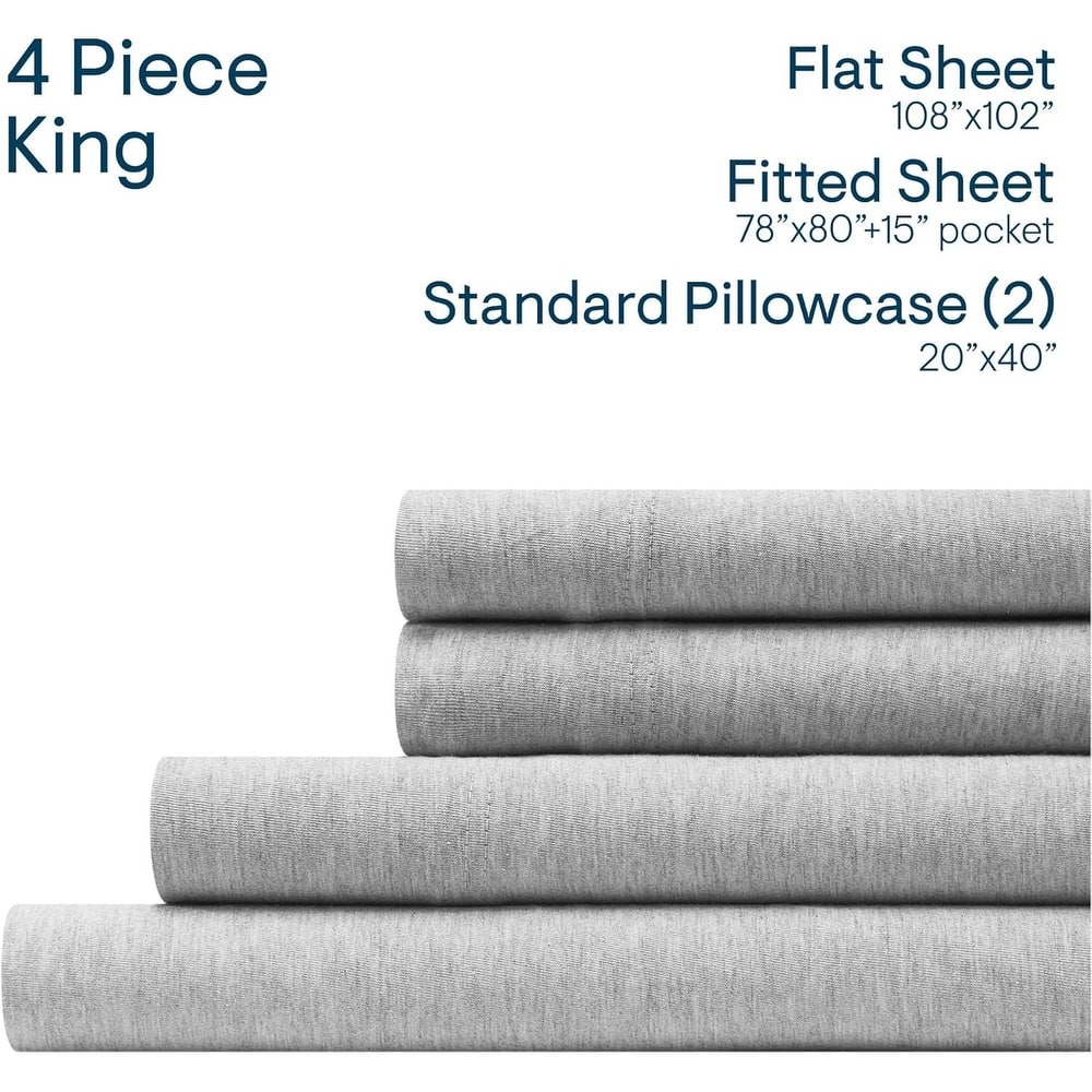 Aeropostale Super Soft Heather Grey Jersey Knit Sheet Set All-Season Comfort