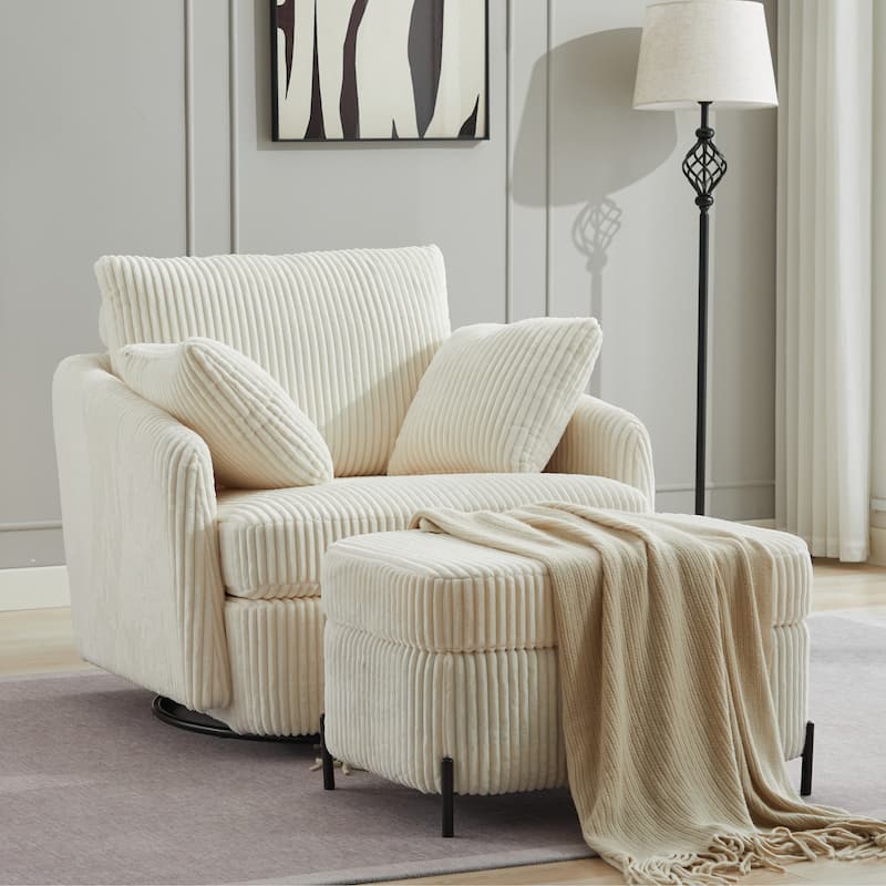 40.6" W Upholstered Swivel Accent Sofa Chair With Pillows