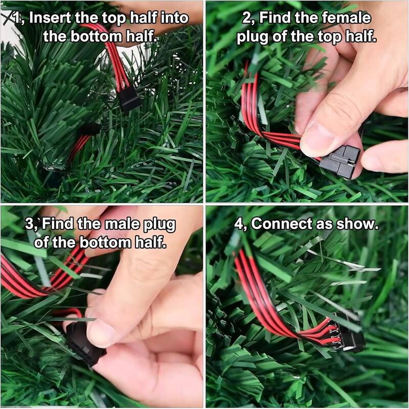 Holiday Decoration Tree, 7 FT Pre-lit Fiber Optic Christmas Tree with Metal Stand and Large Stars for Holiday Decoration