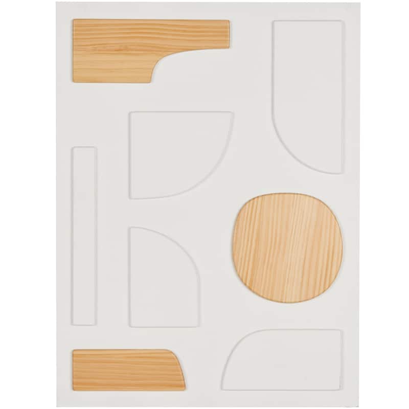 Wood Geometric Dimensional Art Deco Shapes Home Wall Decor with Brown Accents - White - Roche River Decor - White