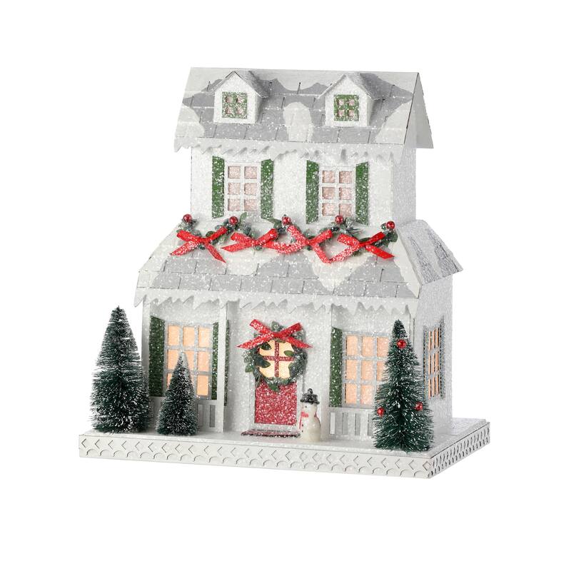 10" Led Cardboard Christmas Cottage