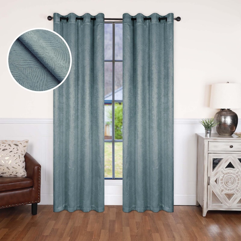 Superior Waverly Washable Room Darkening Curtains, Set of 2 Panels - 52" x 63" - Teal
