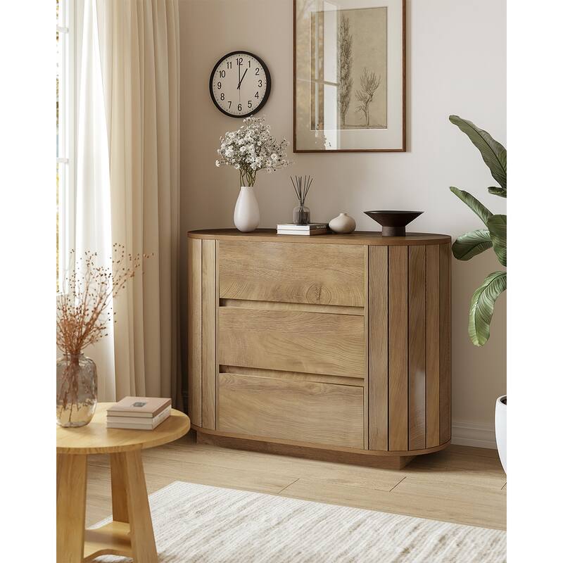 Chic Engineered Wood Nightstand With 3 Spacious Drawers