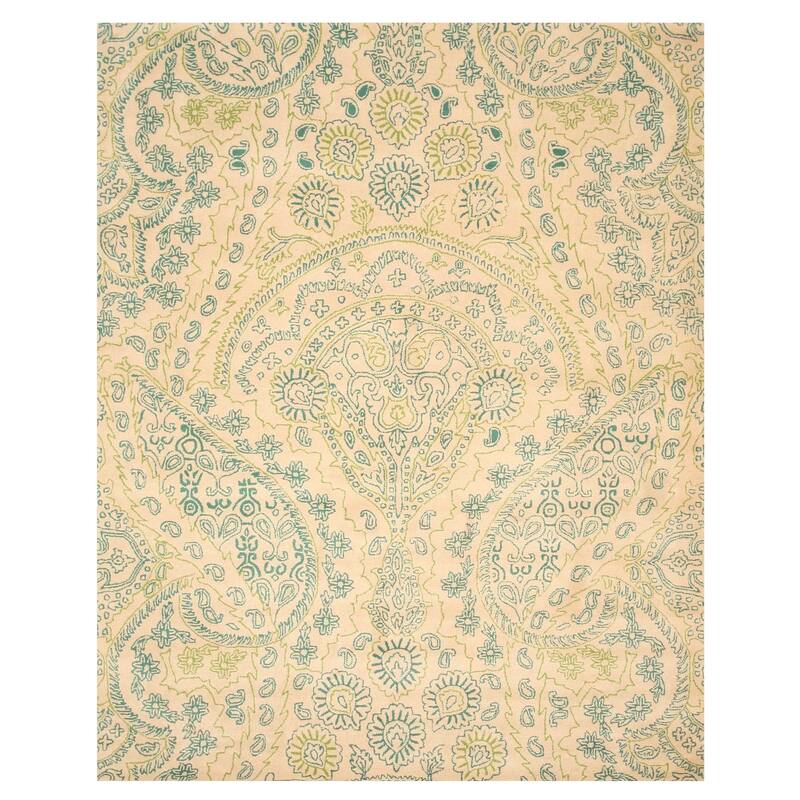 Hand-tufted wool Ivory Transitional Paisley Jain Rug