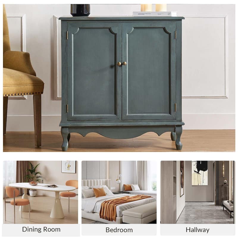 Pallantium 34"Tall-2 Door Farmhouse Style Accent Cabinet by HULALA HOME
