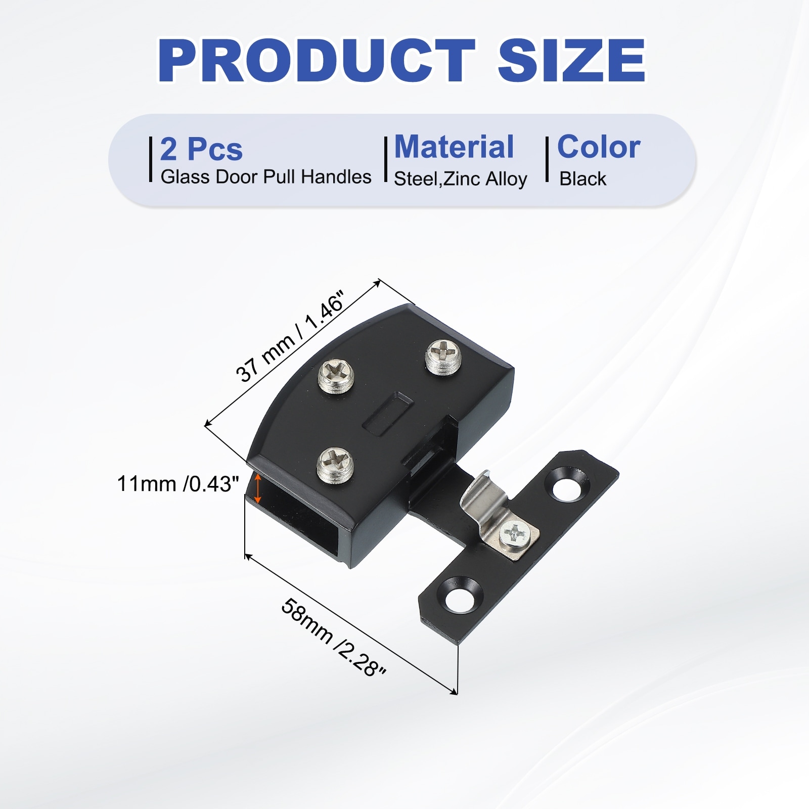 Glass Door Pull Handle, Stainless Steel No Drilling Door Clips Pulls Handles Knobs with Screws