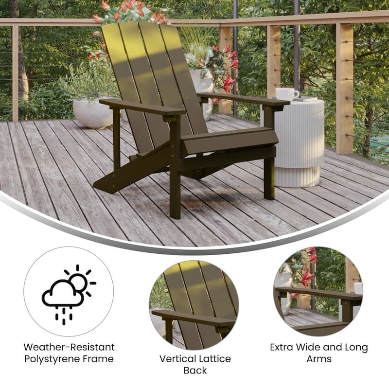 Outdoor All-Weather Poly Resin Wood Adirondack Chair - 29.5"W x 33.5"D x 35"H