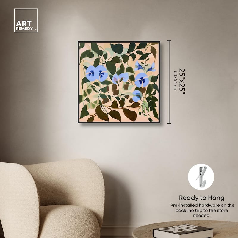Naive Blue Flowers Canvas by Art Remedy