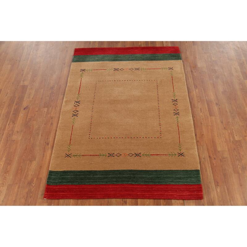 Gabbeh Oriental Accent Rug Handmade Wool Carpet - 3'11"x 5'8"
