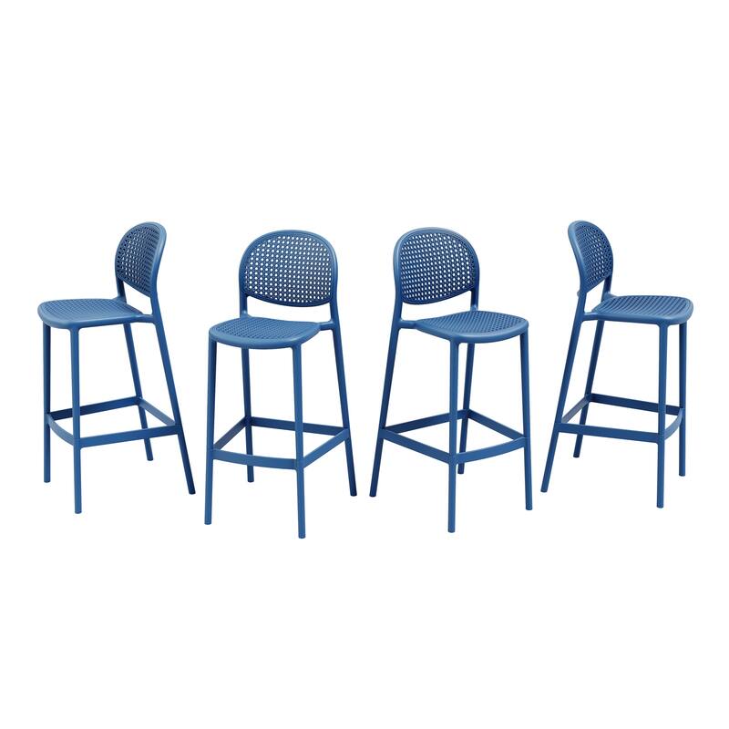 Joss Indoor and Outdoor Bar Stool - Set of 4 - Berry Blue
