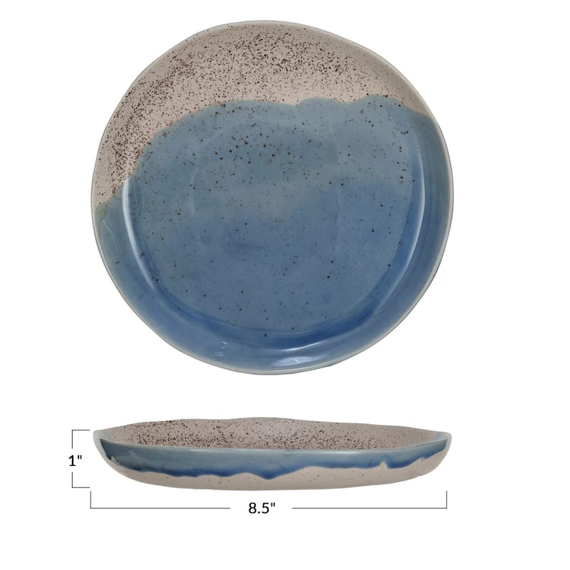 Stoneware Plate with Crackle Glaze - 8.6"L x 8.4"W x 1.0"H