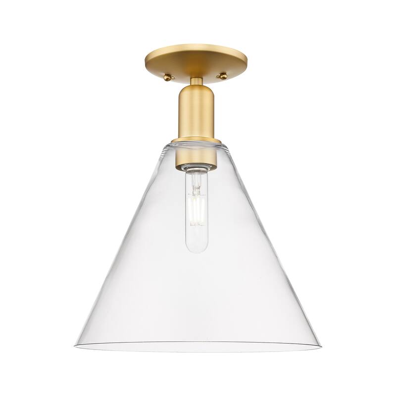Innovations Lighting Endless Possibilities Arcadia - Berkshire Glass - 1 Light 12" Semi-Flush Mount - Clear/Satin Gold
